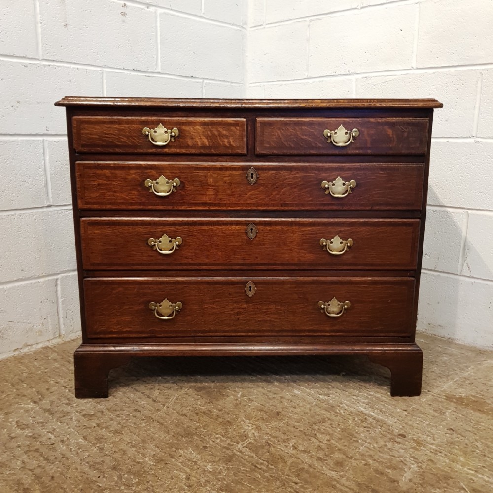 ANTIQUE GEORGIAN PERIOD OAK DWARF CHEST OF DRAWERS C1780 View II