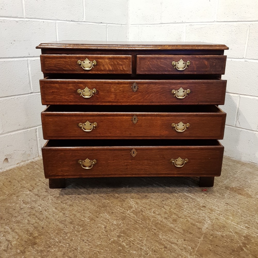 ANTIQUE GEORGIAN PERIOD OAK DWARF CHEST OF DRAWERS C1780 View IV