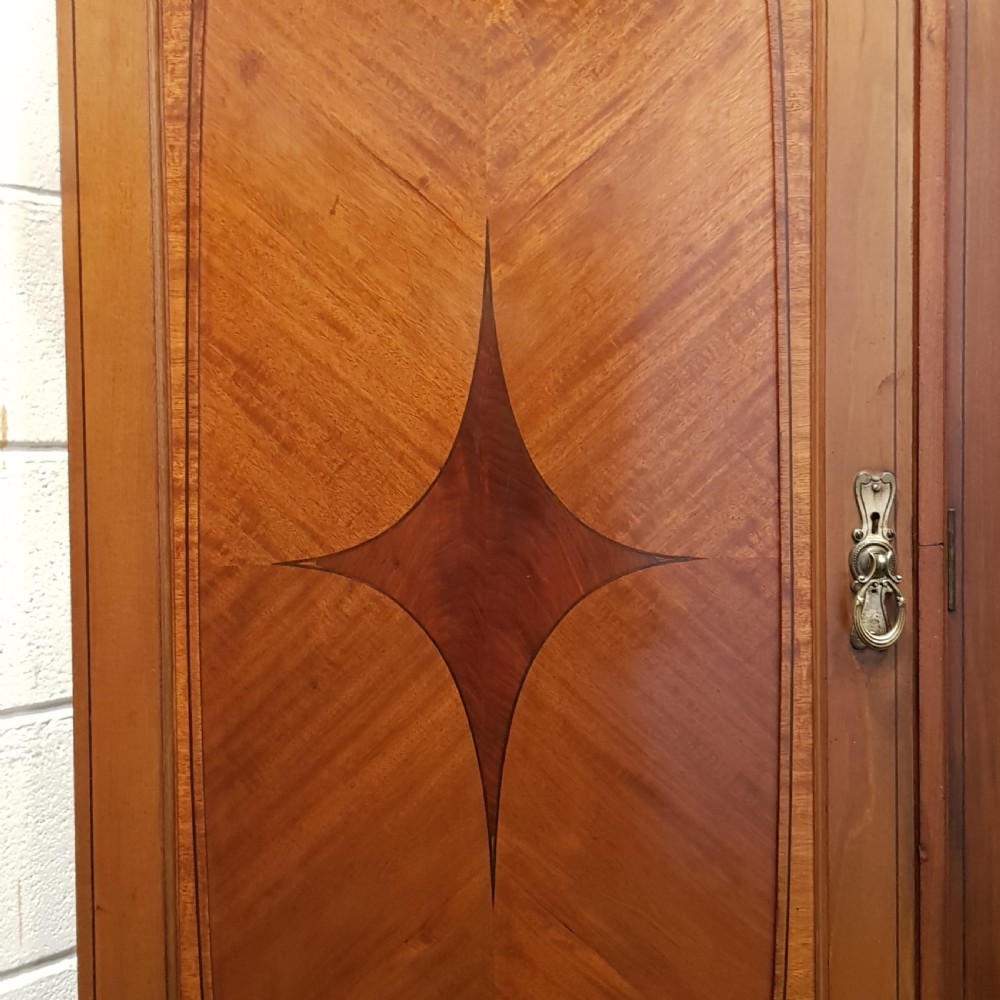 ANTIQUE EDWARDIAN INLAID MAHOGANY TRIPLE WARDROBE C1900 View V