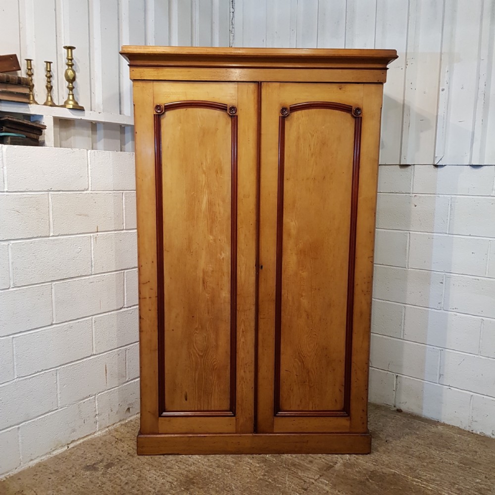 ANTIQUE VICTORIAN ASH & MAHOGANY DOUBLE FITTED WARDROBE C1880 View II