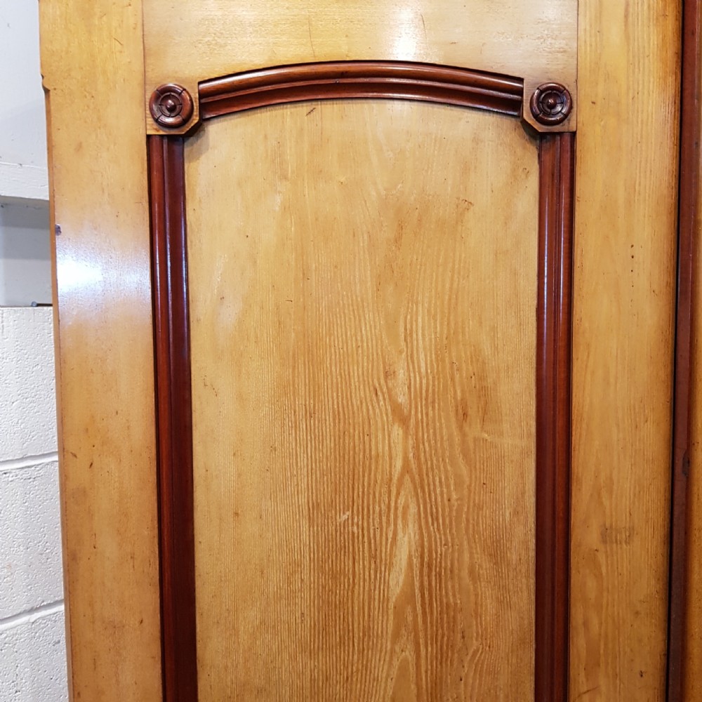 ANTIQUE VICTORIAN ASH & MAHOGANY DOUBLE FITTED WARDROBE C1880 View IV