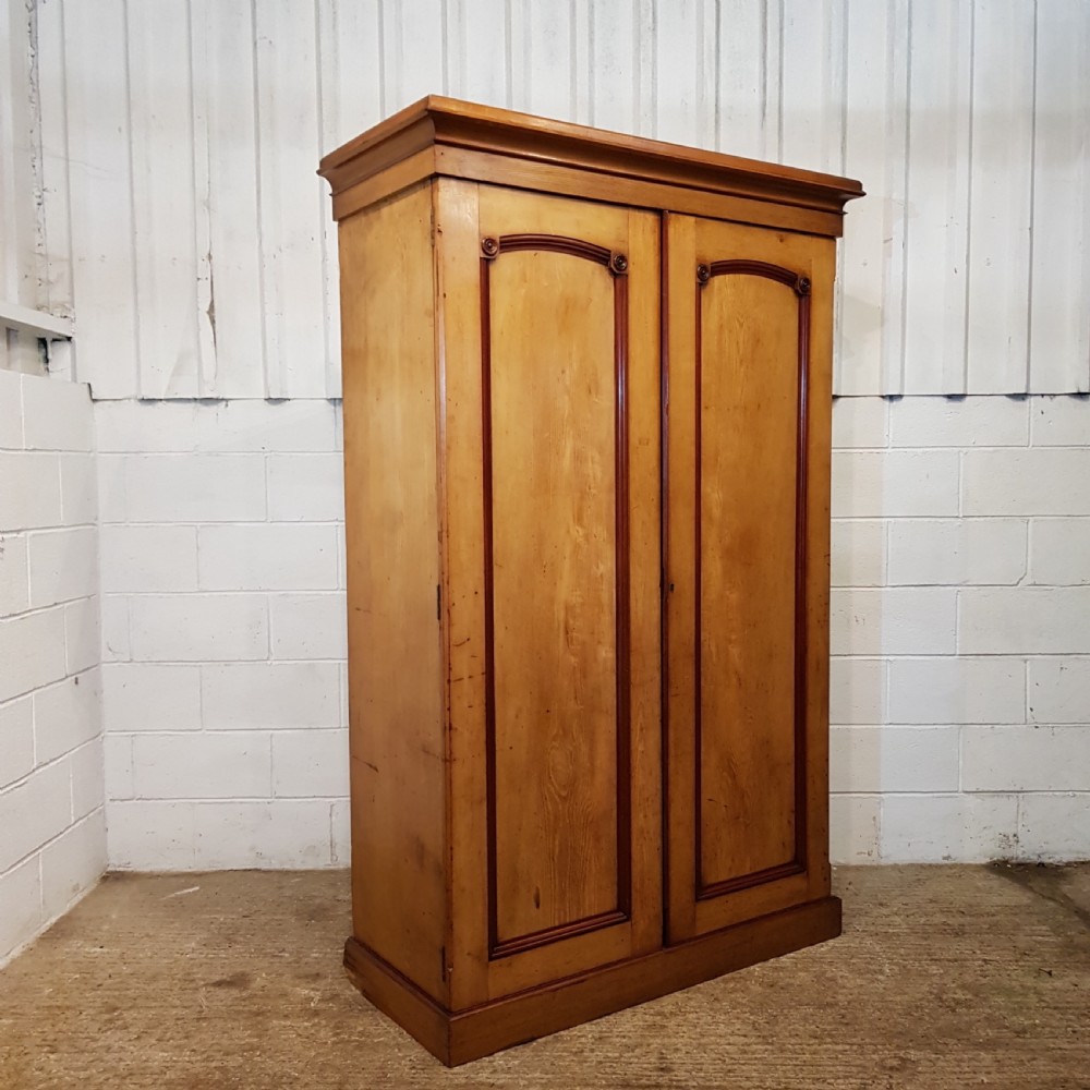 ANTIQUE VICTORIAN ASH & MAHOGANY DOUBLE FITTED WARDROBE C1880 View V