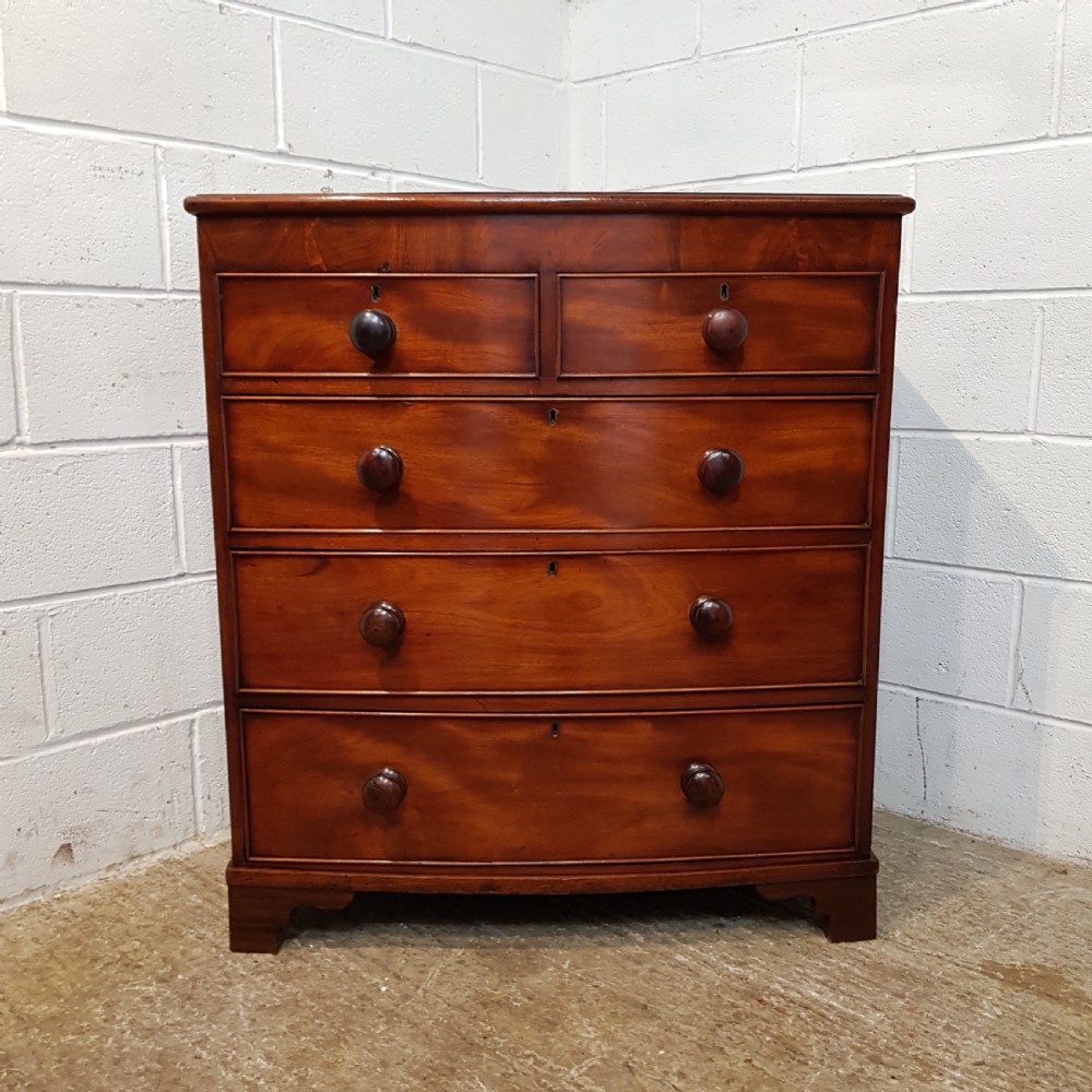 ANTIQUE VICTORIAN MAHOGANY BOW FRONT CHEST OF DRAWERS C1880 View II