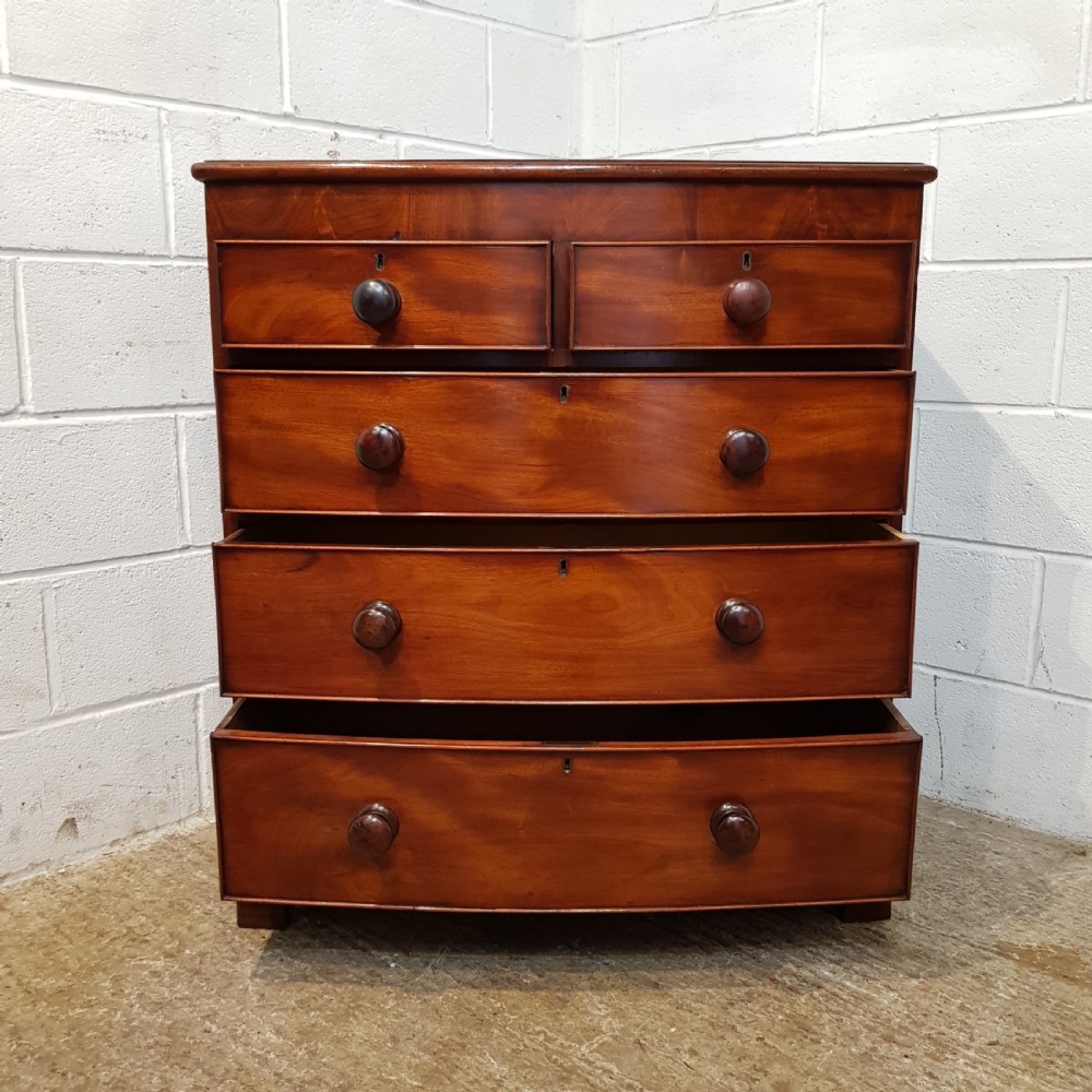 ANTIQUE VICTORIAN MAHOGANY BOW FRONT CHEST OF DRAWERS C1880 View III