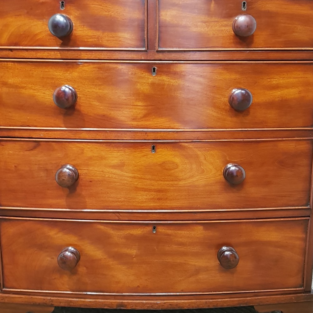 ANTIQUE VICTORIAN MAHOGANY BOW FRONT CHEST OF DRAWERS C1880 View IV