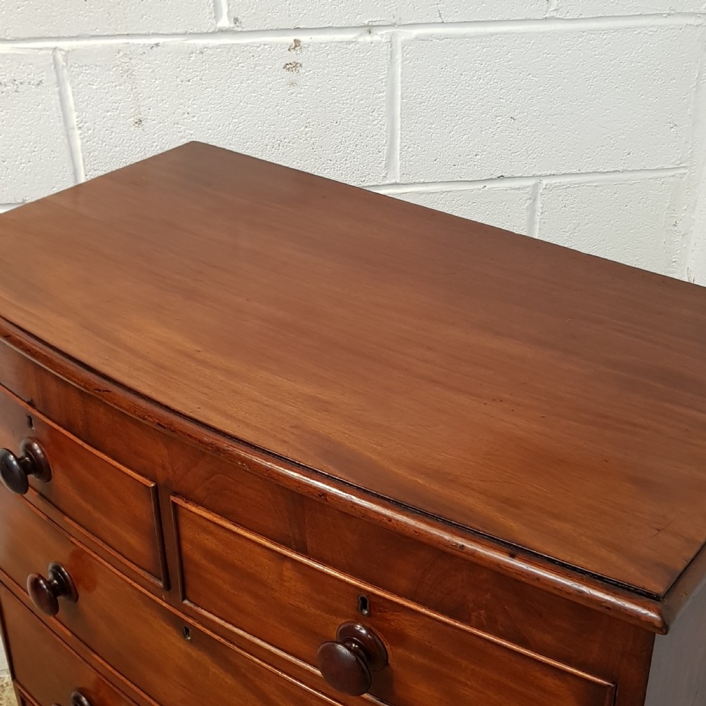 ANTIQUE VICTORIAN MAHOGANY BOW FRONT CHEST OF DRAWERS C1880 View V