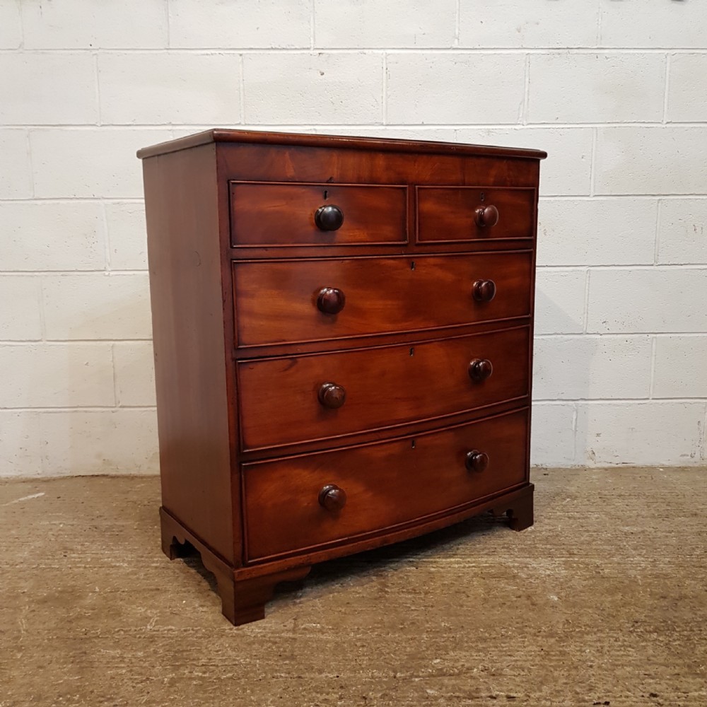 ANTIQUE VICTORIAN MAHOGANY BOW FRONT CHEST OF DRAWERS C1880 View VI