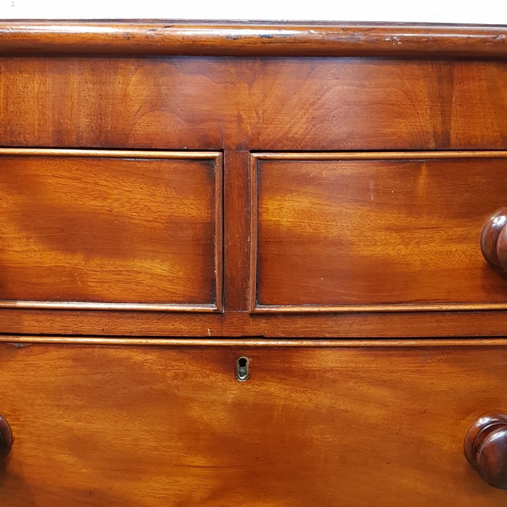 ANTIQUE VICTORIAN MAHOGANY BOW FRONT CHEST OF DRAWERS C1880 View VII