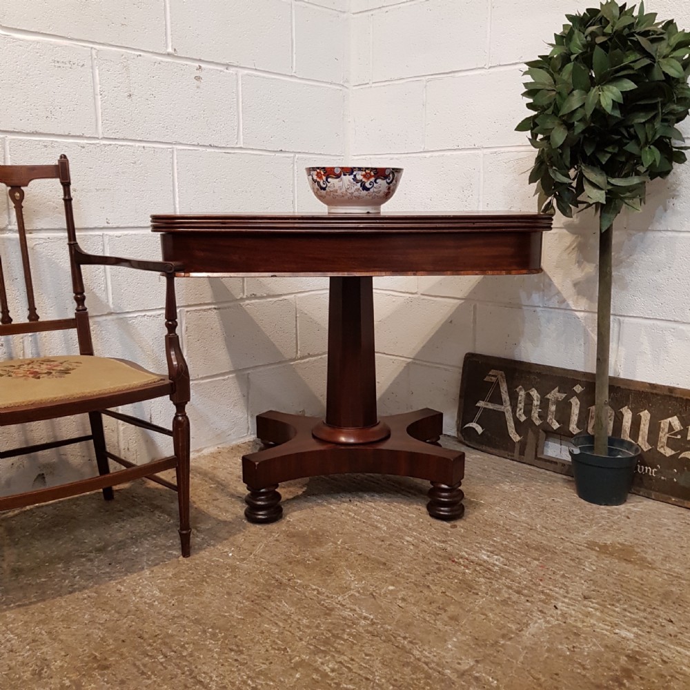 ANTIQUE WILLIAM 1V MAHOGANY FOLD OVER TEA TABLR C1830