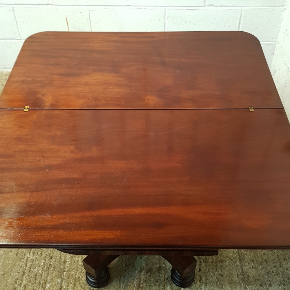 ANTIQUE WILLIAM 1V MAHOGANY FOLD OVER TEA TABLR C1830 View III