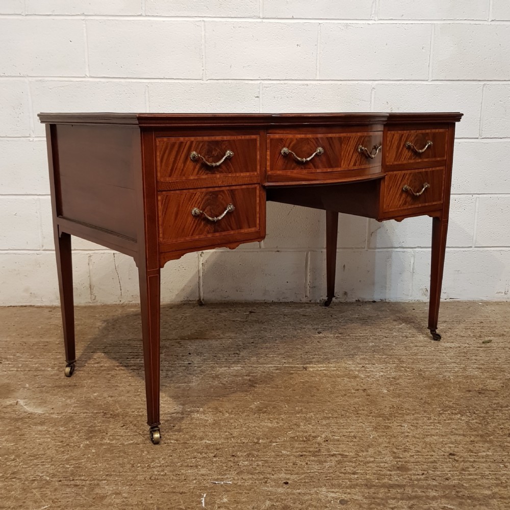 ANTIQUE EDWARDIAN MAHOGANY SERPENTINE FRONTED WRITING TABLE C1900 View VII