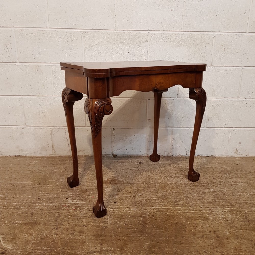 ANTIQUE WALNUT SERPENTINE SHAPED FOLD OVER CARD TABLE C1920 View VI