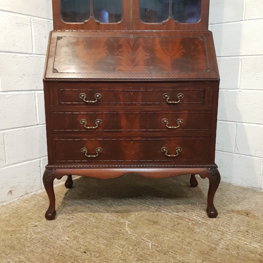 ANTIQUE EDWARDIAN MAHOGANY ASTRAGAL GLAZED BUREAU BOOKCASE C1900 View IV