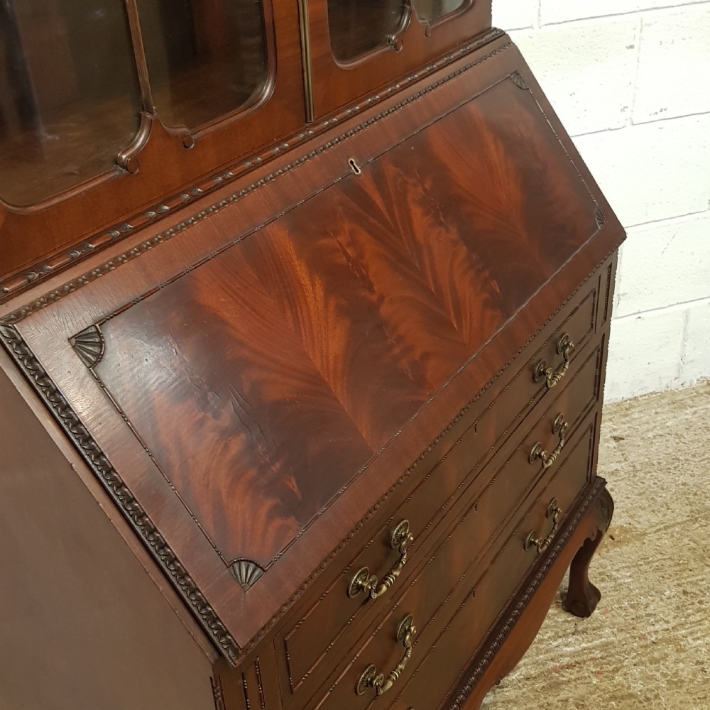 ANTIQUE EDWARDIAN MAHOGANY ASTRAGAL GLAZED BUREAU BOOKCASE C1900 View VI