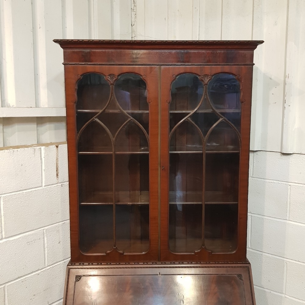 ANTIQUE EDWARDIAN MAHOGANY ASTRAGAL GLAZED BUREAU BOOKCASE C1900 View VII