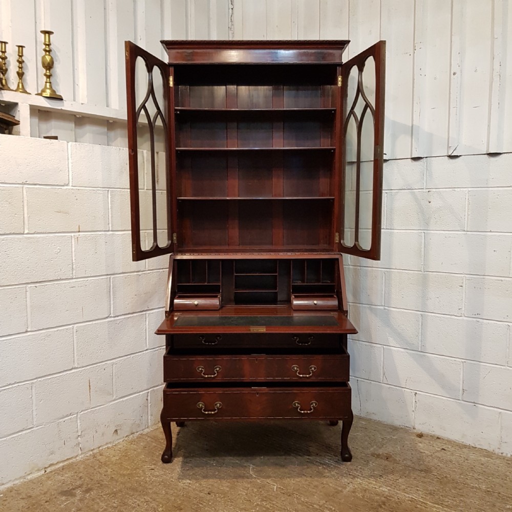 ANTIQUE EDWARDIAN MAHOGANY ASTRAGAL GLAZED BUREAU BOOKCASE C1900 View IX