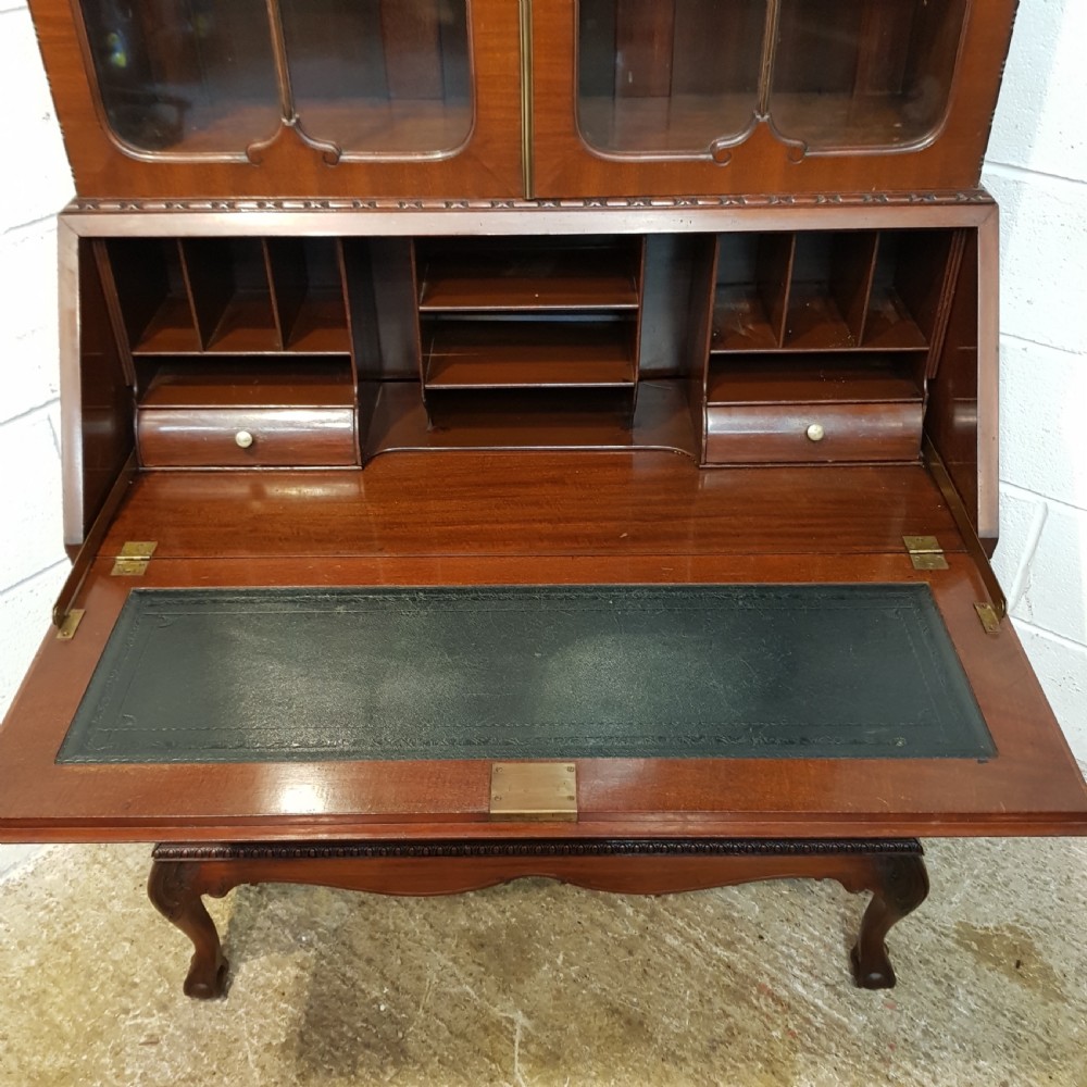 ANTIQUE EDWARDIAN MAHOGANY ASTRAGAL GLAZED BUREAU BOOKCASE C1900 View X
