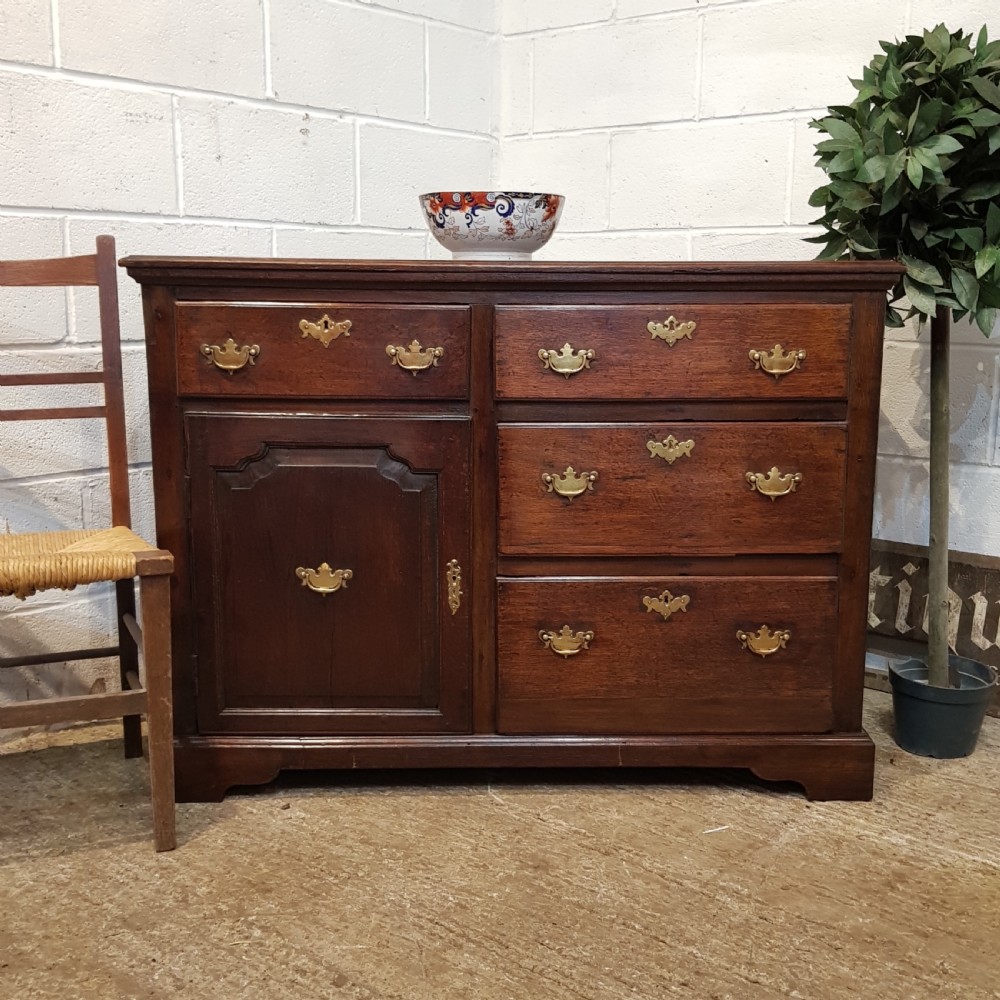 ANTIQUE SMALL 18TH CENTURY PERIOD COUNTRY OAK DRESSER BASE C1780