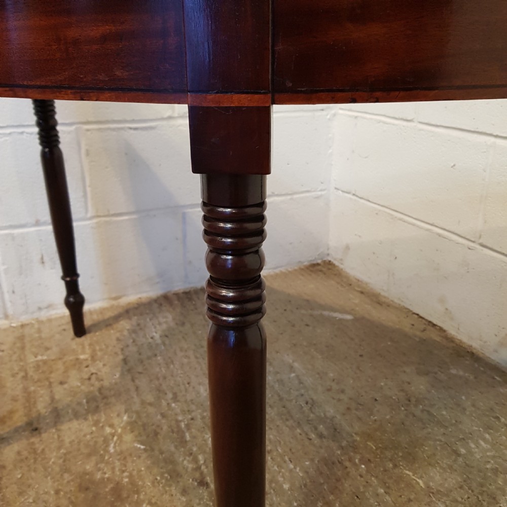 ANTIQUE REGENCY MAHOGANY FOLD OVER DEMI LUNE TEA TABLE C1820 View II
