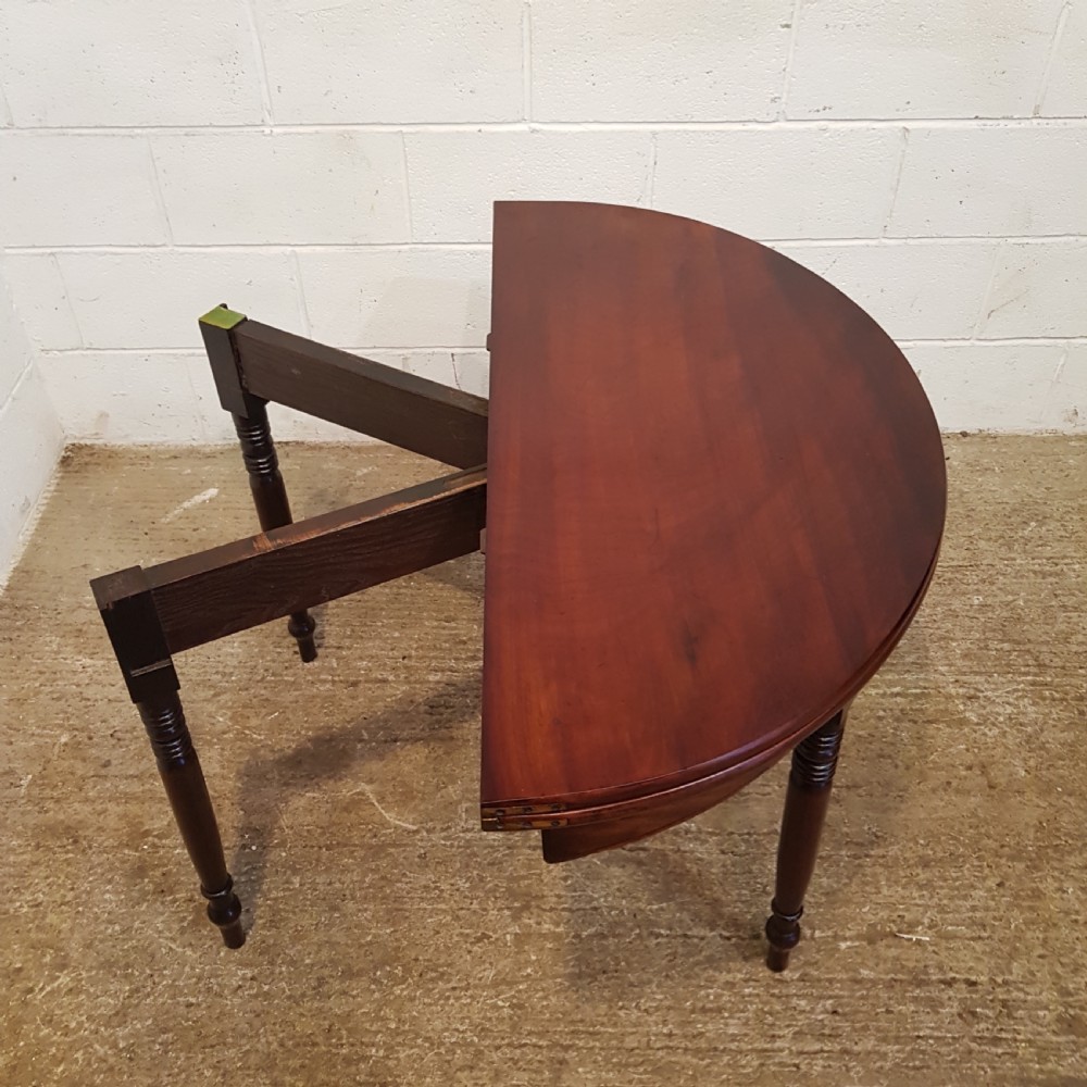 ANTIQUE REGENCY MAHOGANY FOLD OVER DEMI LUNE TEA TABLE C1820 View IV