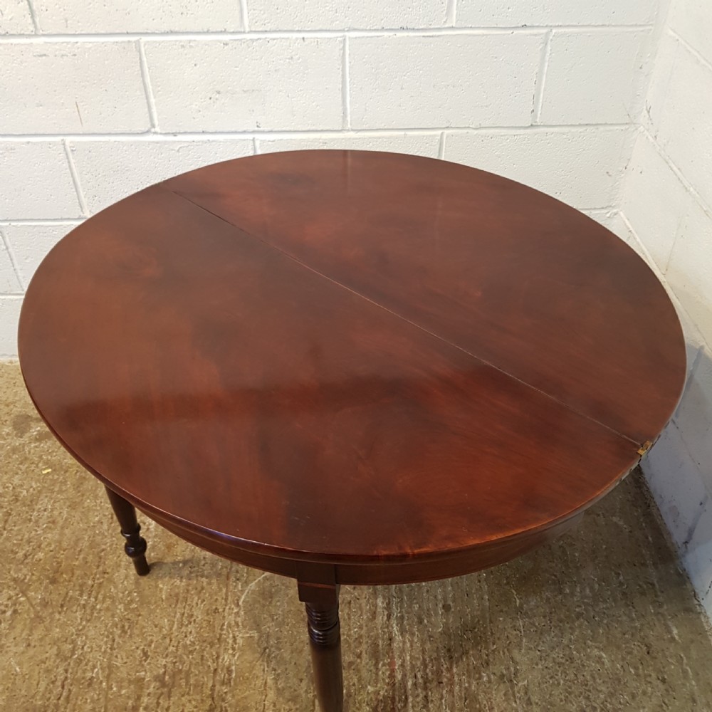 ANTIQUE REGENCY MAHOGANY FOLD OVER DEMI LUNE TEA TABLE C1820 View V