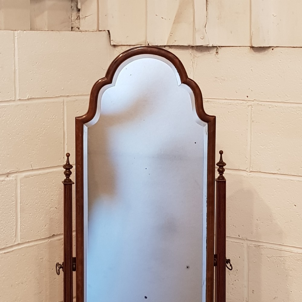 ANTIQUE BURR WALNUT CHEVAL MIRROR C1920 View IV