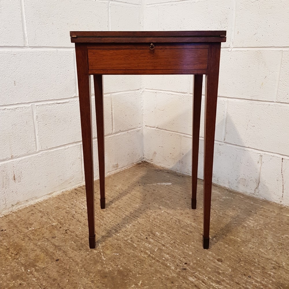 ANTIQUE EDWARDIAN REGENCY MAHOGANY FOLD OUT GAMES TABLE C1900 View II