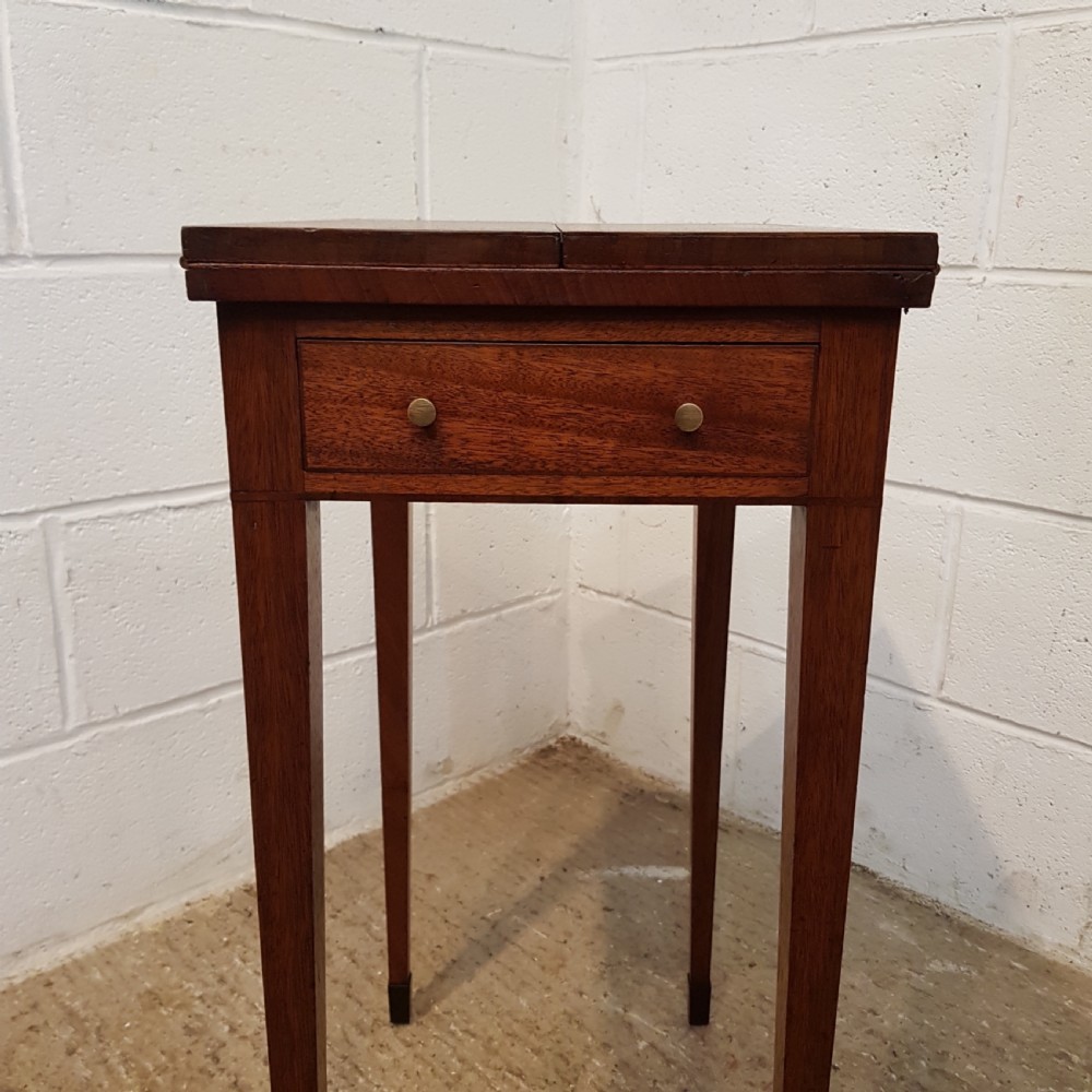 ANTIQUE EDWARDIAN REGENCY MAHOGANY FOLD OUT GAMES TABLE C1900 View III