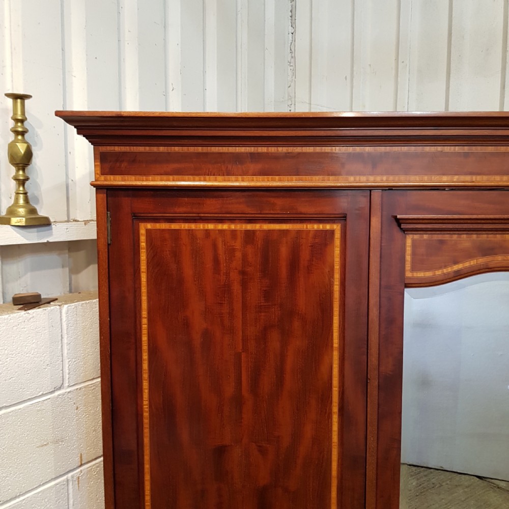 ANTIQUE EDWARDIAN INLAID MAHOGANY TRIPLE WARDROBE C1900 View VI