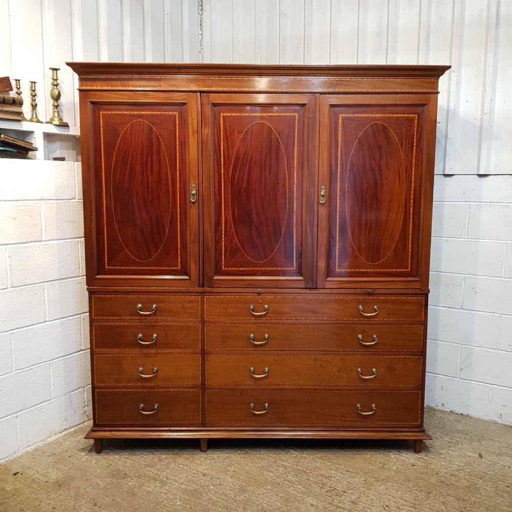 ANTIQUE EDWARDIAN IN,AID MAHOGANY GENTS TRIPLE WARDROBE COMPACTUM C1900 View II