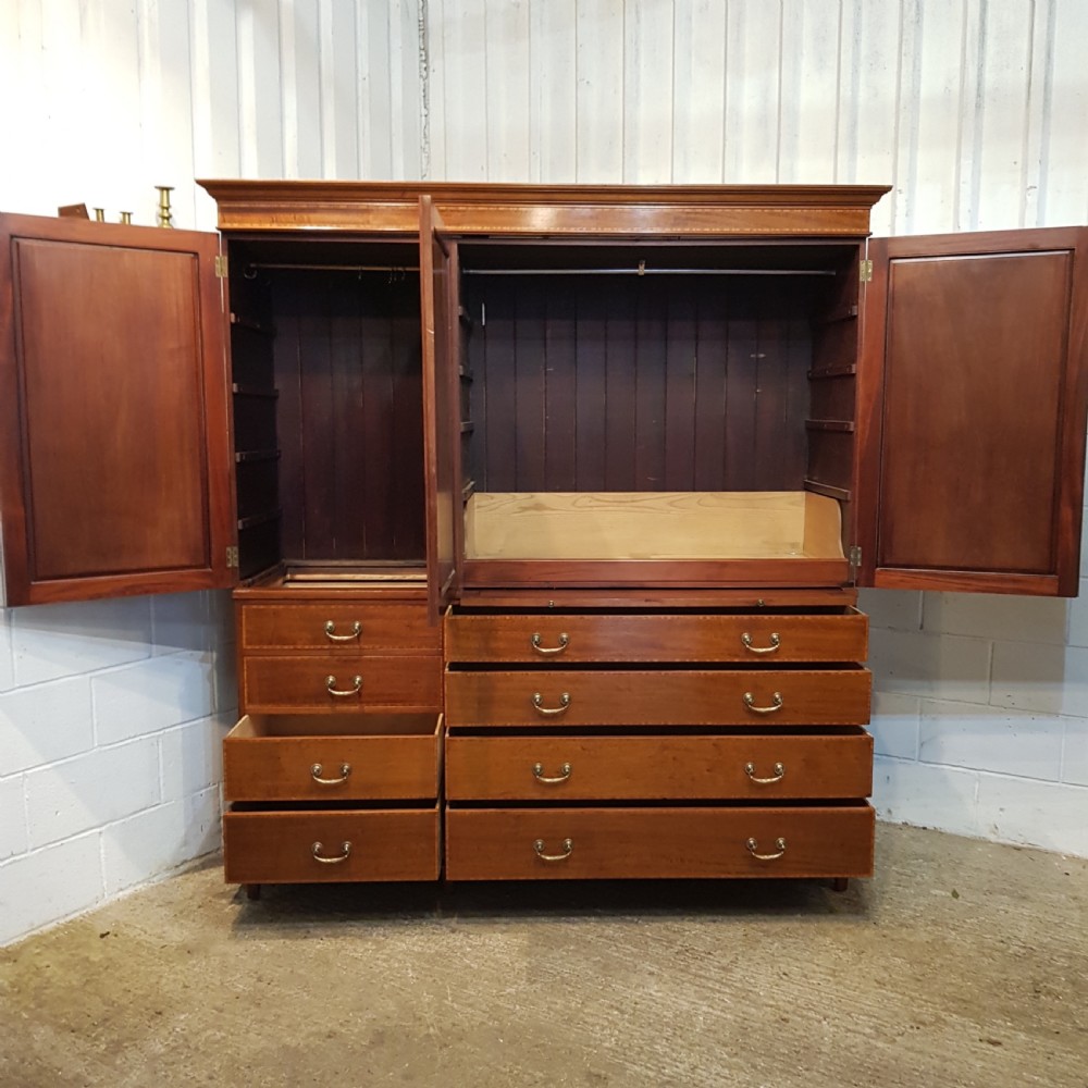ANTIQUE EDWARDIAN IN,AID MAHOGANY GENTS TRIPLE WARDROBE COMPACTUM C1900 View VII