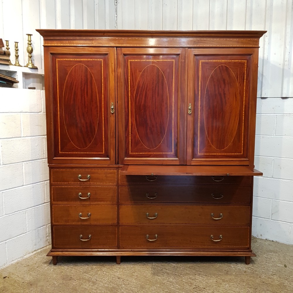 ANTIQUE EDWARDIAN IN,AID MAHOGANY GENTS TRIPLE WARDROBE COMPACTUM C1900 View IX
