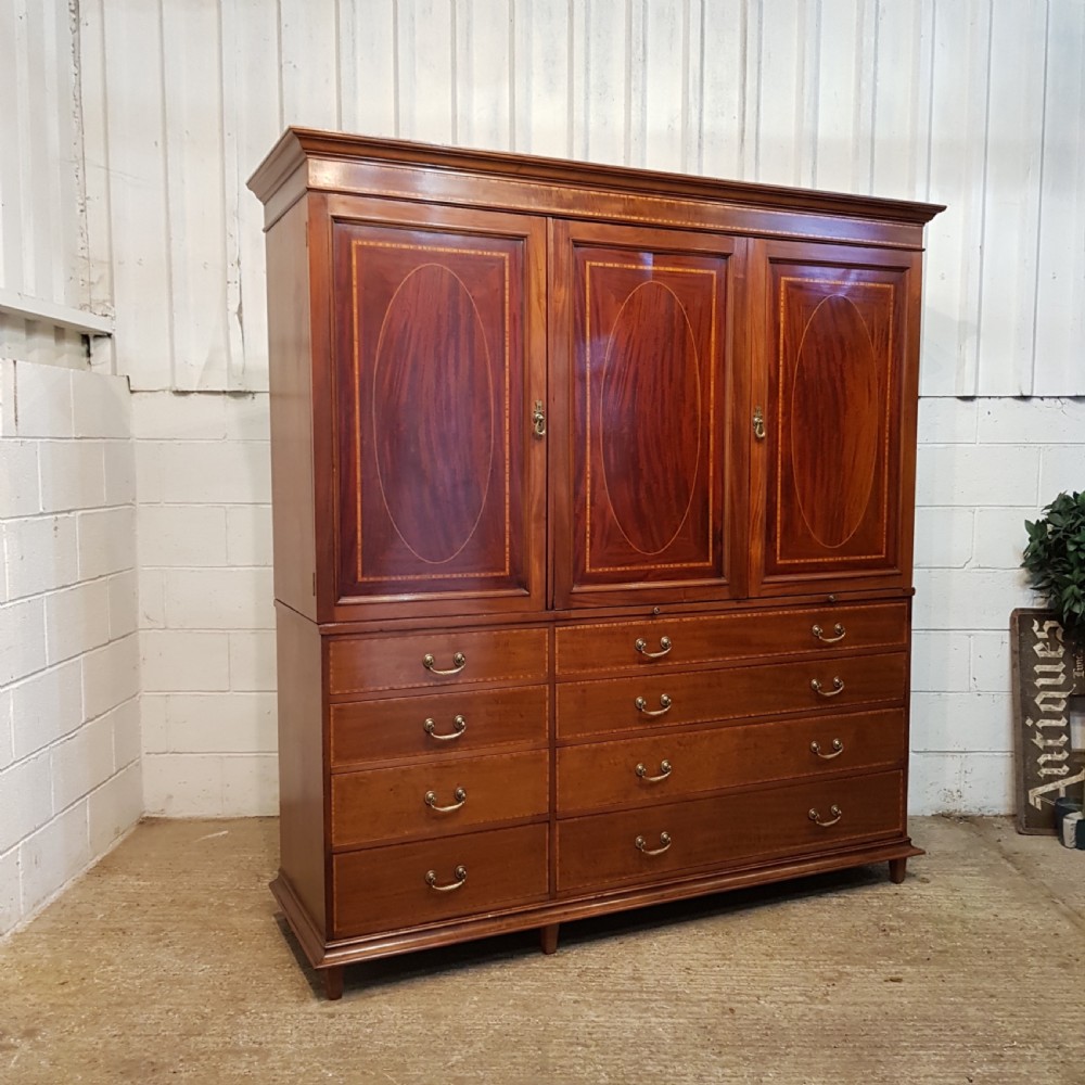 ANTIQUE EDWARDIAN IN,AID MAHOGANY GENTS TRIPLE WARDROBE COMPACTUM C1900 View X