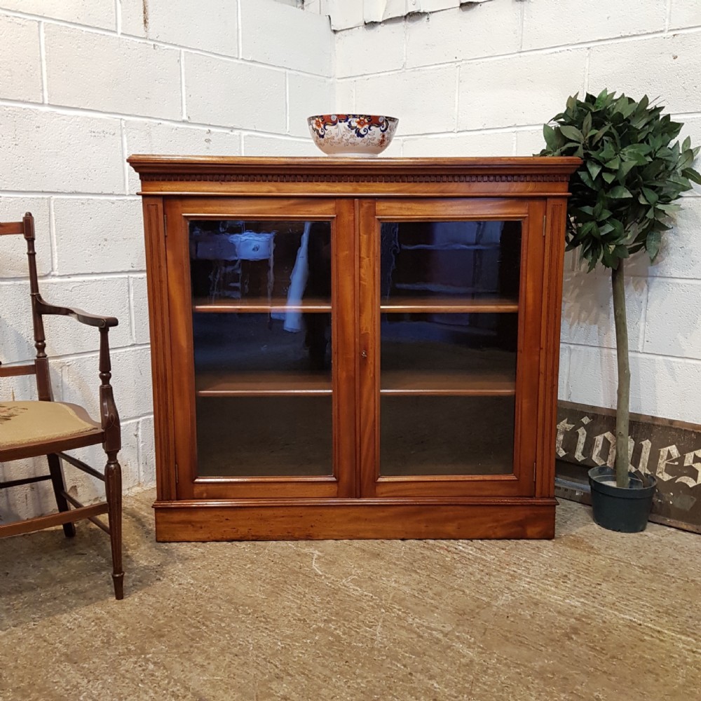 ANTIQUE EDWARDIAN WALNUT GLAZED BOOKCASE C1900