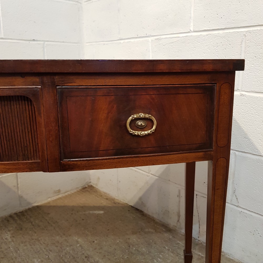 ANTIQUE EDWARDIAN REGENCY MAHOGANY BOW FRONT SIDE TABLE C1900 View III