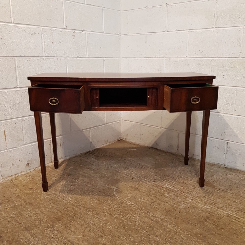 ANTIQUE EDWARDIAN REGENCY MAHOGANY BOW FRONT SIDE TABLE C1900 View IV