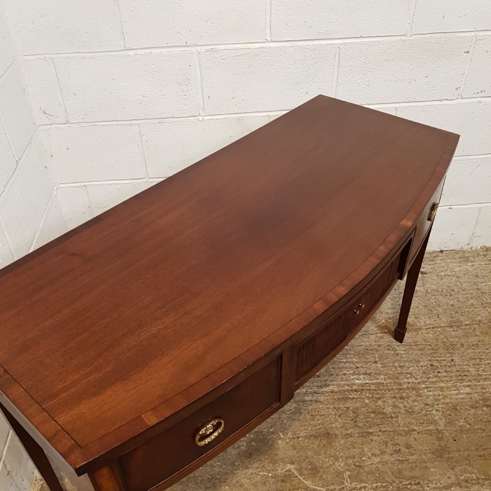 ANTIQUE EDWARDIAN REGENCY MAHOGANY BOW FRONT SIDE TABLE C1900 View VI