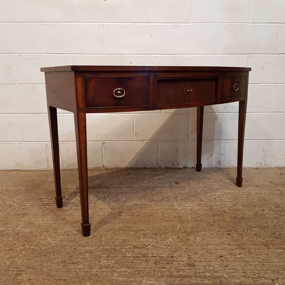ANTIQUE EDWARDIAN REGENCY MAHOGANY BOW FRONT SIDE TABLE C1900 View VII