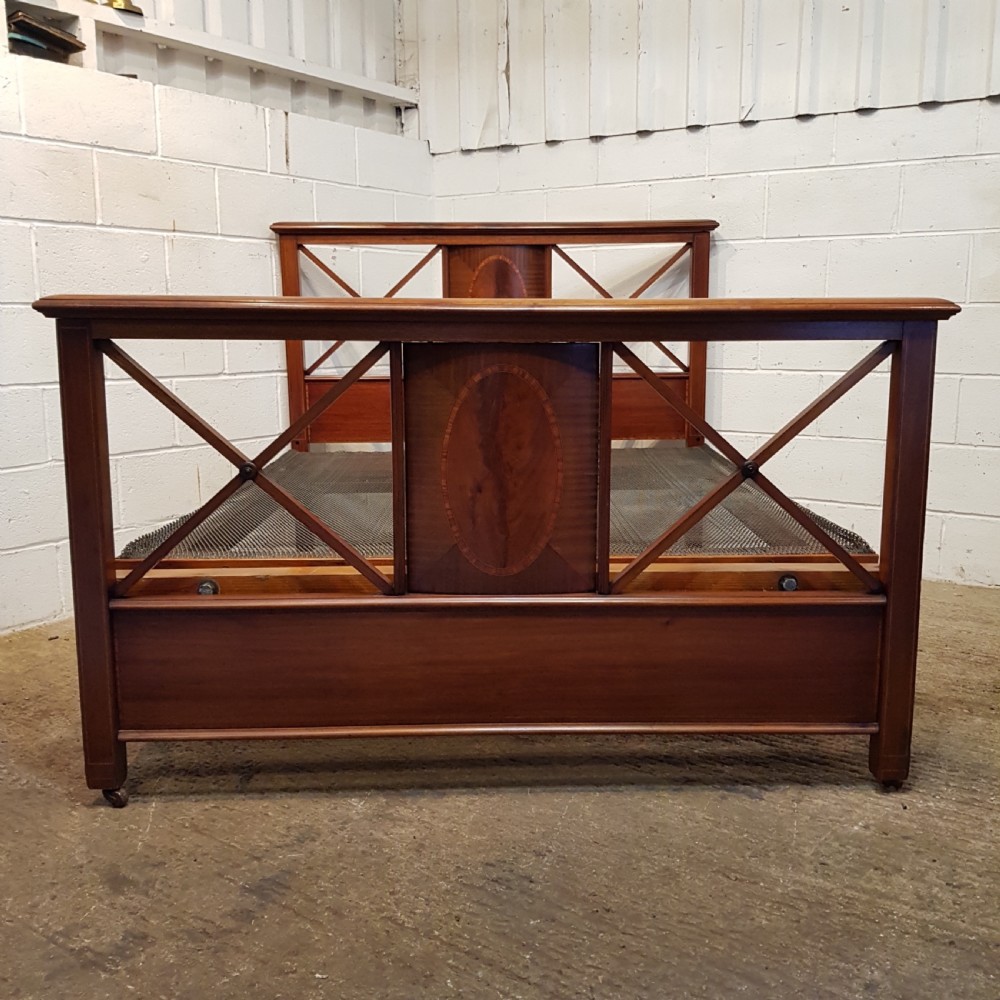 ANTIQUE EDWARDIAN INLAID MAHOGANY KING SIZE BED C1900 View II