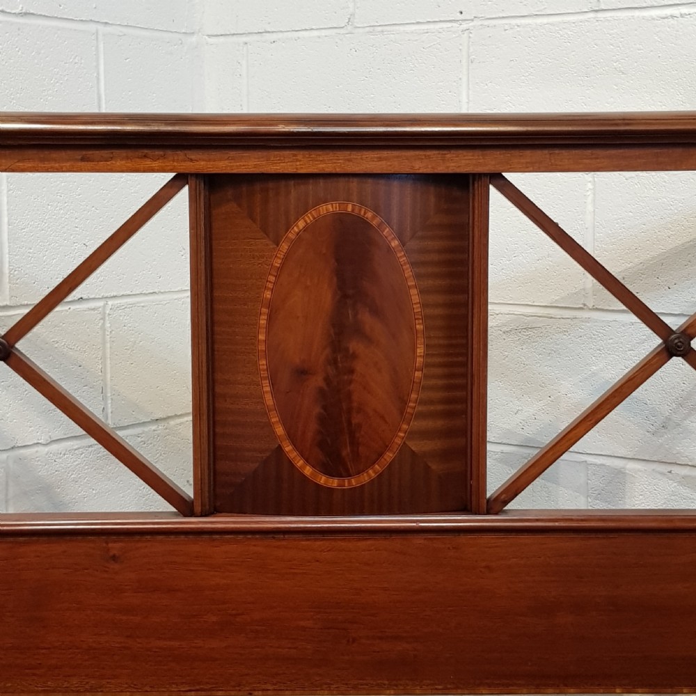 ANTIQUE EDWARDIAN INLAID MAHOGANY KING SIZE BED C1900 View III