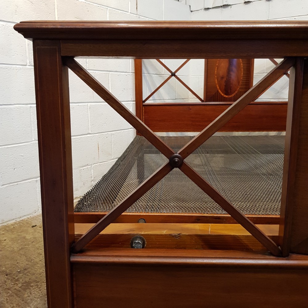 ANTIQUE EDWARDIAN INLAID MAHOGANY KING SIZE BED C1900 View VI