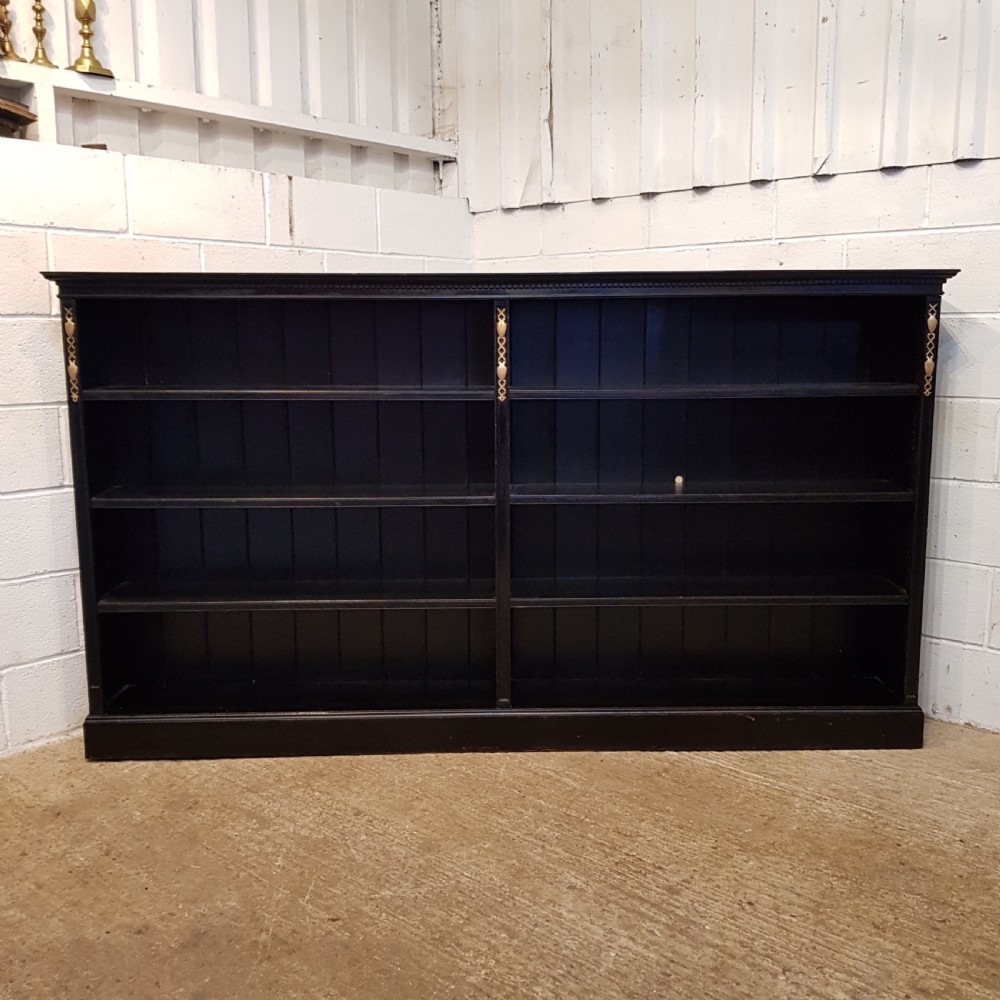 ANTIQUE EDWARDIAN EBONISED LARGE OPEN BOOKCASE C1900 View VI