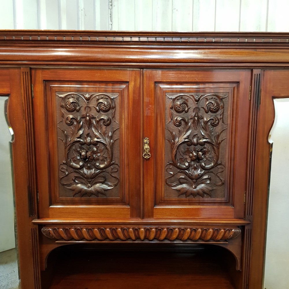 ANTIQUE LARGE ART NOUVEAU MAHOGANY TRIPLE WARDROBE COMPACTUM C1890 View III