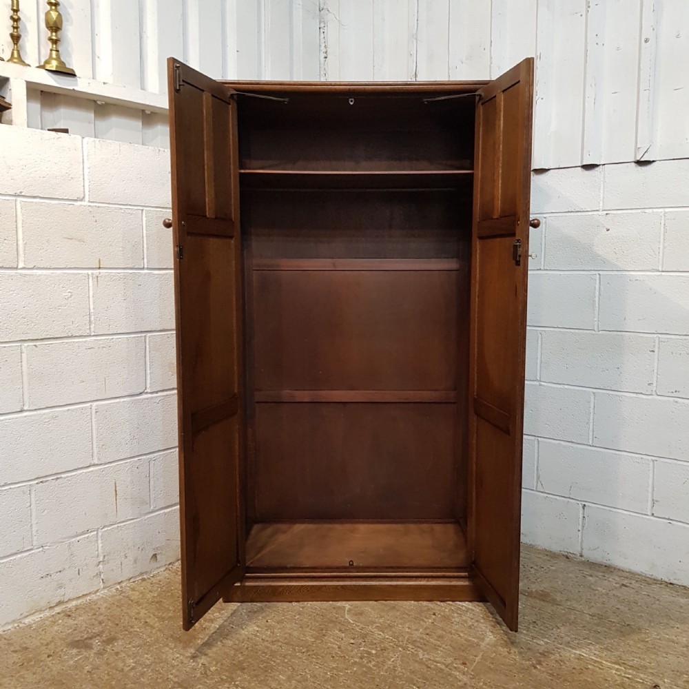 ANTIQUE CARBED OAK SMALL DOUBLE WARDROBE C1920 View IV