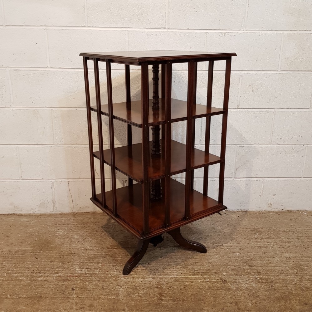 SNTIQUE VICTORIAN WALNUT REVOLVING BOOKCASE C1880 View II