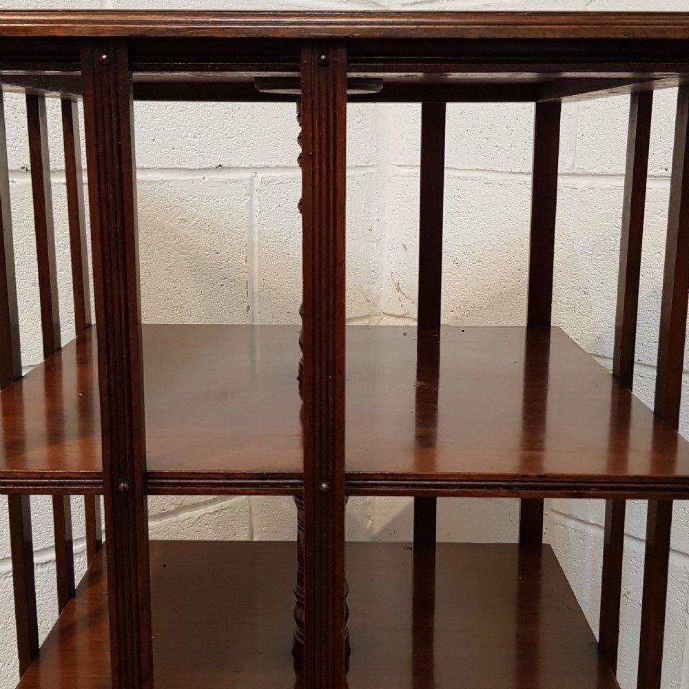 SNTIQUE VICTORIAN WALNUT REVOLVING BOOKCASE C1880 View V