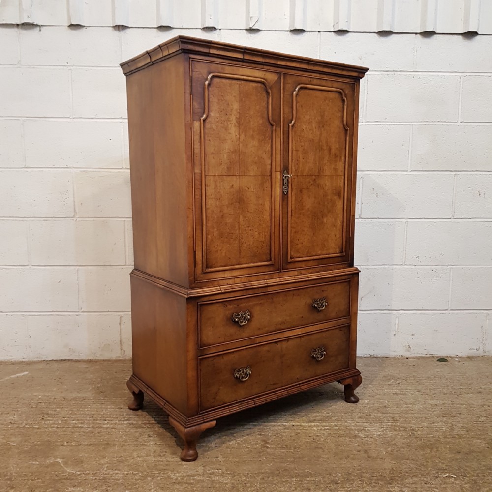 ANTIQUE EDWARDIAN QUEEN ANNE BURR WALNUT TALL BOY C1900 View VI