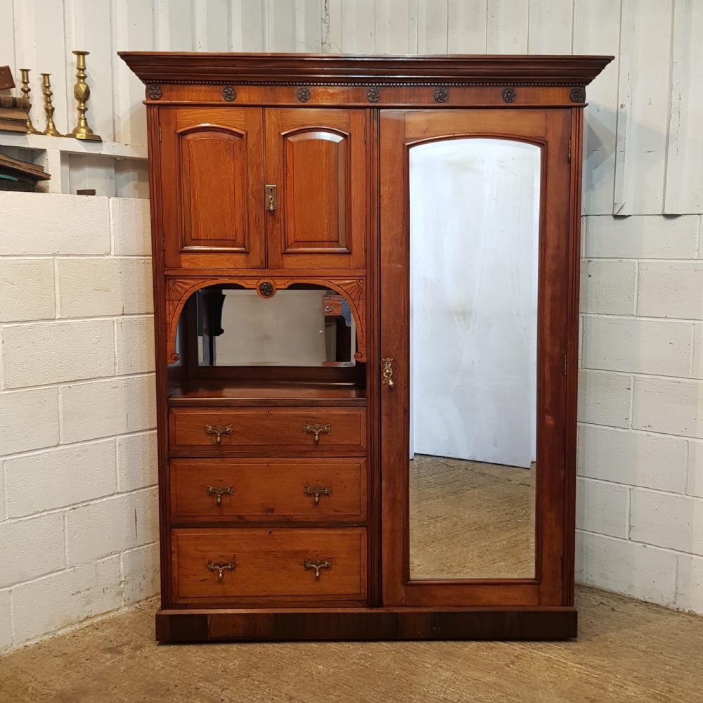 ANTIQUE VICTORIAN WALNUT COMBINATION WARDROBE C1880 View II