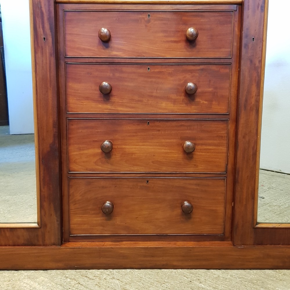 ANTIQUE VICTORIAN MAHOGANY TRIPLE WARDROBE COMPACTUM C1880 View II