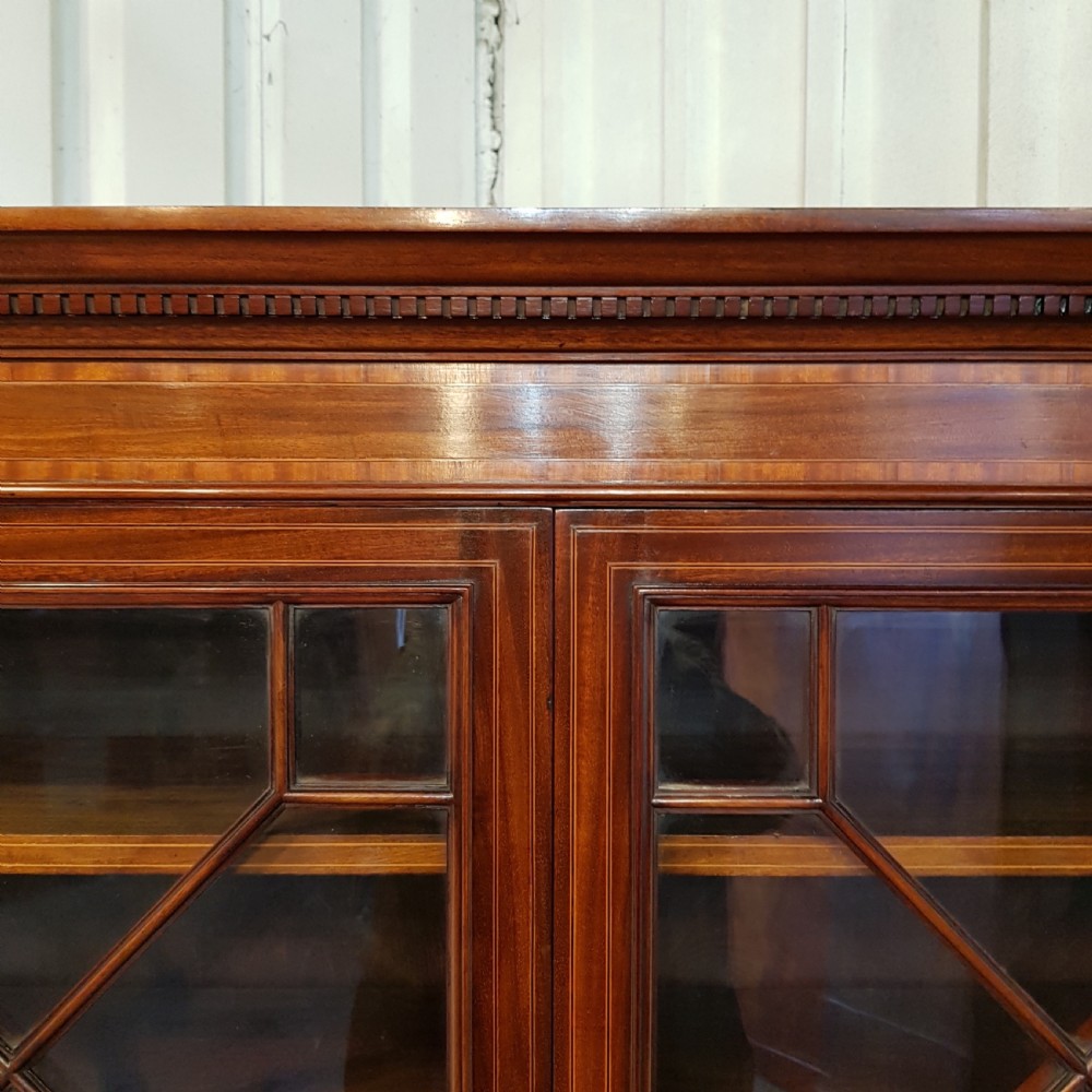 ANTIQUE LATE VICTORIAN REGENCY MAHOGANY ASTRAGAL GLAZED LIBRARY BOOKCASE C1890 View IV